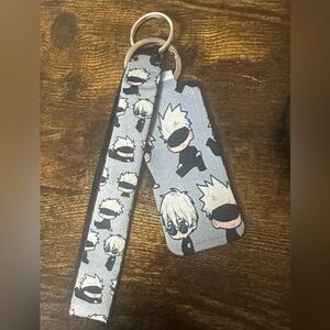 Anime Character Keychain and Lanyard Set - Black and Gray